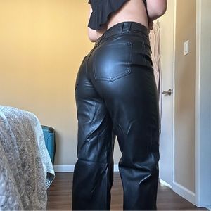 Faux Leather Straight Pants